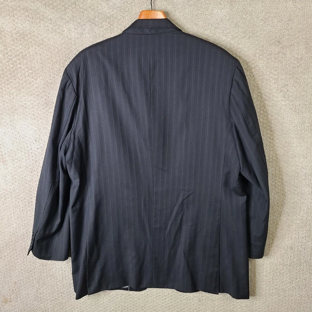 Michael's Jacket Mens 50XL Black Striped Blazer Four Button Peak Lapel Custom
